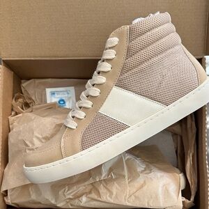 Men's Beige and White High-Top Sneakers